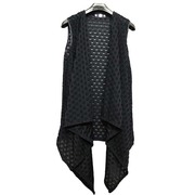 Mùa hè quần áo cá tính dài vest nam không chính thống của nam giới dệt kim cardigan mỏng áo choàng áo vest