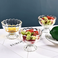Мороженое чашка 3 установлена ​​европейская стеклянная чашка для дома милый молочные колышки десерт мороженое чашка фруктовая чашка