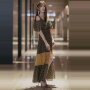 Ngôi sao mùa hè 2019 Chen Qiaoen catwalk mới cao cấp dành cho nữ thời trang in váy dài váy nữ - Váy dài