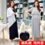 Thai sản dress mùa xuân và mùa hè dress modal cho con bú váy 2018 thời trang Hàn Quốc phiên bản của phụ nữ mang thai váy dài ra cho con bú tops đồ bầu