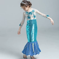 Giáng sinh quần áo bé gái nàng tiên cá catwalk trang phục váy bé trai công chúa váy đuôi cá mùa đông trang phục biểu diễn cho bé trai