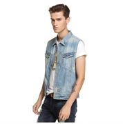 Hỏng mã đặc biệt hàng tốt ABLE, áo vest nam JEans giặt denim vest không tay nam áo khoác thủy triều nam - Dệt kim Vest