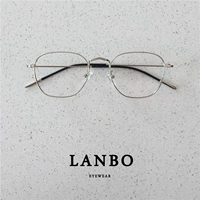 LANBO retro khung mỏng khuôn mặt nhỏ không đều kính ulzzang vuông kính rõ ràng cho thấy nam và nữ cận thị cùng một đoạn kính giả cận