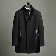 Nhà máy sản xuất hàng hóa trong nước mùa thu và mùa đông màu đen kinh doanh phong cách tối giản giản dị cộng với nhung đứng cổ áo len dài