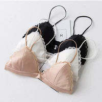 Mùa hè không có vòng thép miếng bọt biển tam giác cup áo ngực siêu mỏng liền mạch backless đồ lót ren sexy mỏng dây đeo vai áo ngực quần lót nữ triumph