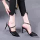 Giày sandal đế bệt nữ đế bệt nữ 2019 hè mới Pháp hoang dã cao gót cao gót nhọn màu đen gợi cảm - Sandal
