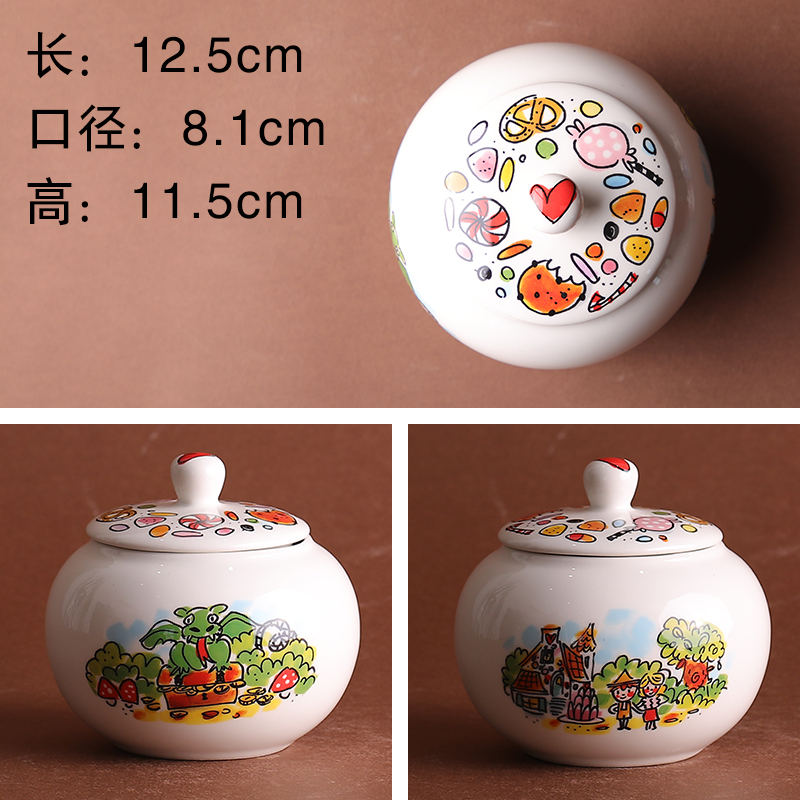 Fairy Tale Sugar CanBLOND ceramics tableware Export Netherlands ma'am Cartoon Wave point pot confidante disc Sugar can Children's painting watermelon Water cooler