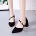 Giày hè nữ 2018 phong cách mới với phiên bản dày của Hàn Quốc với kiểu dáng đơn giản dành cho học sinh hoang dã khóa nhỏ cao gót tươi mát giày sandal nữ đi học Sandal