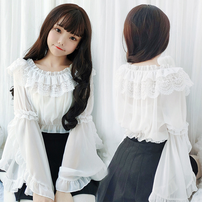 taobao agent Summer short shiffon lace top, shirt, Lolita style, Lolita Jsk