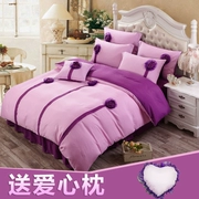 Váy cotton hàn quốc màu hồng cotton bốn mảnh công chúa gió 1,8 m 2.0m giường đôi cung cấp lanh