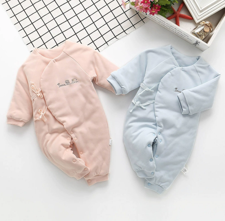 Quần kimono cotton một mảnh cho trẻ sơ sinh mùa thu và mùa đông cotton mỏng quần áo ấm nam và nữ bé leo núi phù hợp với quần áo bướm - Áo liền quần