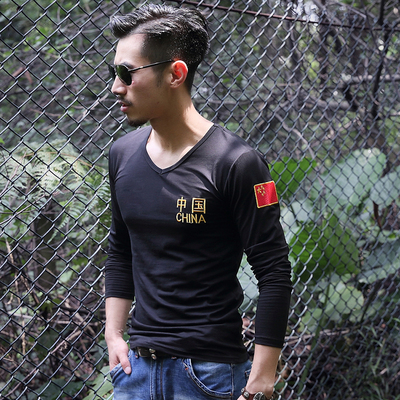 Đồng phục quân đội, cờ Trung Quốc, dài tay 丅 桖 fan hâm mộ quân đội, bông áo đáy mỏng, lực lượng đặc biệt t-shirt, quần áo Áo phông dài