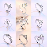 S925 sterling bạc nhẫn khí ngọt ngào sinh viên nam và nữ mở nhẫn hôn nhân đơn giản hôn nhẫn nhẫn miệng