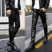 18 mùa xuân người đàn ông mới của quần da Hàn Quốc phiên bản của tự trồng đầu máy quần bó sát đàn hồi phần mỏng quần da màu đen nam