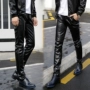 18 mùa xuân người đàn ông mới của quần da Hàn Quốc phiên bản của tự trồng đầu máy quần bó sát đàn hồi phần mỏng quần da màu đen nam quần âu nam