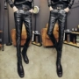 Mùa xuân người đàn ông mới của quần da Hàn Quốc phiên bản của các chân mỏng quần thời trang hoang dã mỏng windproof của nam giới đầu máy hiệu suất quần quần bò nam