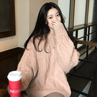 Quần áo mùa thu đông phiên bản mới của Hàn Quốc áo len rộng rãi mũ trùm đầu lười biếng áo len retro tay dài áo len xoắn áo len nữ đẹp 2021