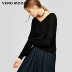 Vero Moda V-cổ thiết kế thả vai áo len phù hợp với tay áo -316413523 áo len gile Áo len cổ chữ V
