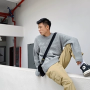Mùa đông thương hiệu vòng cổ xoắn áo len nam Nhật Bản retro thanh niên dày dòng áo len áo len nam quần áo