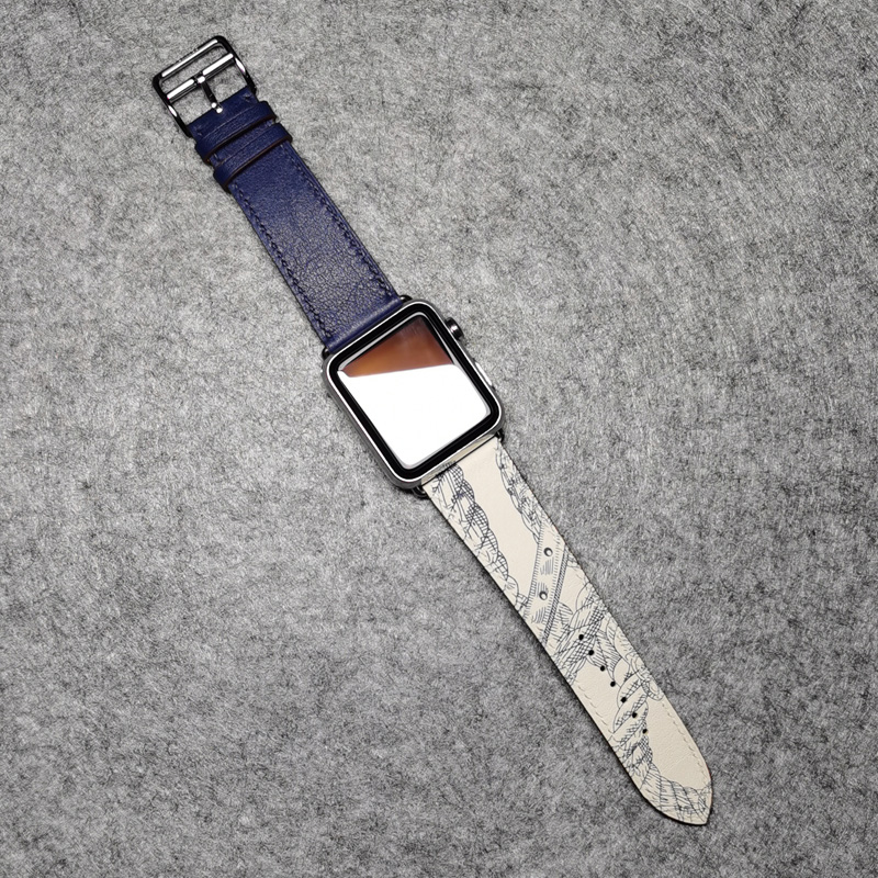 Ink Blue Marl Printingiwatch Watch strap manual genuine leather apple watch Wrist watch Watch strap apply Apple Series 6 / 54 / 321