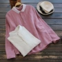 3866 new size mùa thu mới của phụ nữ Nhật Bản hoang dã organza ve áo dài tay áo sơ mi cotton - Áo sơ mi dài tay sơ mi trắng nữ