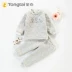Tongtai mùa thu và mùa đông bé cotton hở vai phù hợp với nam giới và phụ nữ quần cotton mỏng của trẻ em bộ đồ hai mảnh - Phù hợp với trẻ em Phù hợp với trẻ em