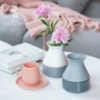 Câu đố của cô Bình mới màu xám trắng gốm bàn ăn hoa để bàn hoa bình hoa - Vase / Bồn hoa & Kệ chậu đất nung trồng lan