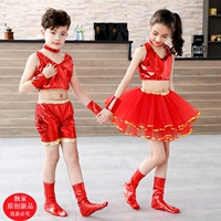 Trẻ em mới ngày trẻ em ngày y tá nam giới và phụ nữ điệp khúc cổ vũ jazz hiệu suất trang phục khiêu vũ lớn màu đỏ quần áo cho bé gái
