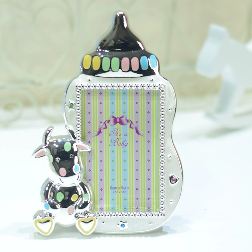 Детская бутылочка для кормления, соска, милая металлическая фоторамка, сумка, подарок на день рождения