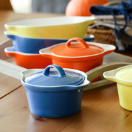 Nướng bát risotto bát nướng dễ thương ăn sáng bát nhà baking tray với nắp hai tai gốm bộ đồ ăn lò nhiệt độ cao
