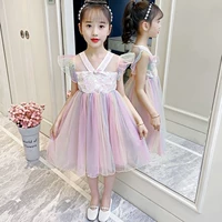 Детское платье, летняя одежда, наряд маленькой принцессы, детская юбка, коллекция 2021, популярно в интернете, в западном стиле, 6 лет