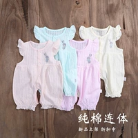 Nữ bé bông nấm tay áo mở ngắn tay jumpsuit siêu mỏng công chúa bé không tay ren dễ thương quần áo mùa hè quần áo trẻ sơ sinh cao cấp