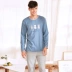 Bộ đồ ngủ cotton dài tay tiêu chuẩn mới của Mỹ và phim hoạt hình cotton mùa xuân và mùa thu cho nam có thể mặc một bộ đồ phục vụ tại nhà đồ ngủ nữ quần áo ngắn Giống cái