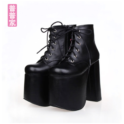 taobao agent High low boots, Lolita style, cosplay, 15cm, punk style