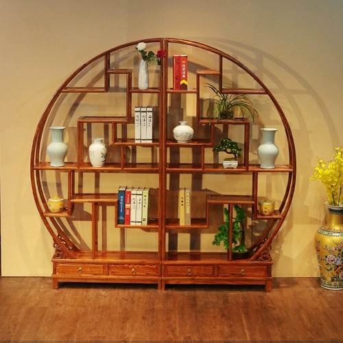 Круглая книжная полка из натурального дерева, чай, антикварная мебель