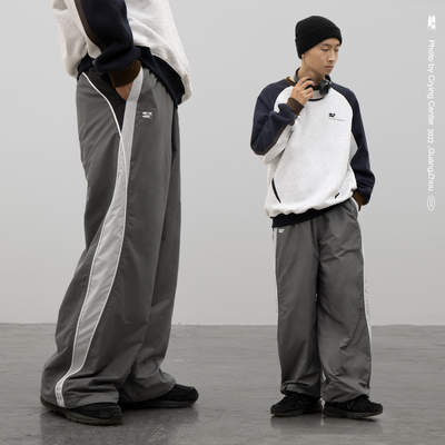 taobao agent CryingCenter Deep gray American stitching thickened, loose, tight waist, wide leg sports trousers crying center