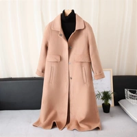 A1753 chống mùa Alpaca alpaca đôi phải đối mặt với áo khoác nữ phần dài mỏng cashmere coat áo khoác len nữ