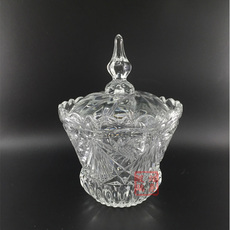 Сахарница 创意尖顶带盖糖果盅 储物装饰糖果罐子 欧式摆件储存罐玻璃缸大号