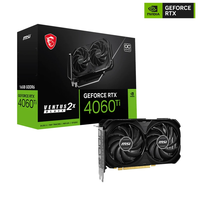 MSI RTX4060 TI Ventus 2X Black 16G OC Wantu AI Design SD Learning графическая карта