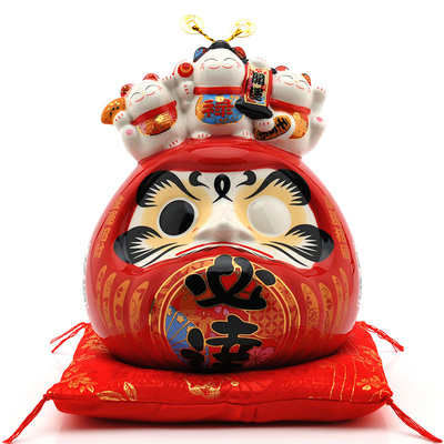 金石工坊招财猫陶瓷摆件必胜满愿达摩开运招财辟邪消灾开业乔迁