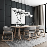 Mới Trung Quốc phong cách bàn ăn gỗ rắn ghế kết hợp hiện đại tối giản hình chữ nhật bàn ăn phòng ăn biệt thự nội thất tùy chỉnh 246085 - Nội thất văn phòng