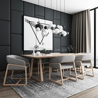 Mới Trung Quốc phong cách bàn ăn gỗ rắn ghế kết hợp hiện đại tối giản hình chữ nhật bàn ăn phòng ăn biệt thự nội thất tùy chỉnh 246085 - Nội thất văn phòng tủ sắt hồ sơ