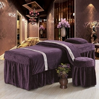 Hàn quốc dày pha lê nhung màu rắn vẻ đẹp ấm áp giường bìa bốn bộ của thẩm mỹ viện chuyên dụng SPA giường massage tùy chỉnh khăn trắng trải giường spa