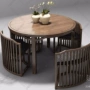 Bàn ăn và ghế gỗ nguyên khối kiểu Trung Quốc kết hợp hiện đại bàn tròn nhà hàng nhà hàng bàn ăn nhà hàng bàn ăn tùy chỉnh 236524 - Bộ đồ nội thất mẫu giường ngủ hiện đại