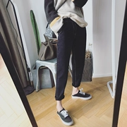 Miss hello căng dày chân đen quần âu nữ mùa thu đông mới phiên bản Hàn Quốc của quần harem mỏng lỏng