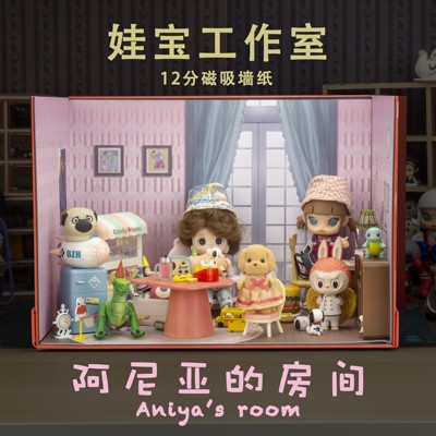 taobao agent 【OB11 Baby House Wallpaper】[Ania Room] Scene display storage GSC clay blind box BJD background board