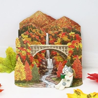 Японская трехмерная поздравительная открытка Творческая осень красный лист гора Маунтин Водопад с живописной штукатуркой