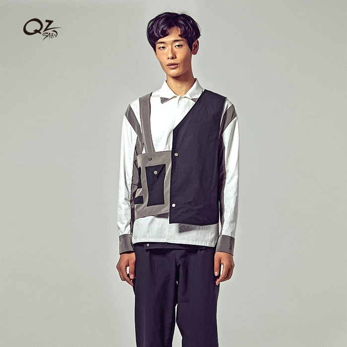 QZ SHEN thiết kế ban đầu thương hiệu áo vest bất đối xứng hình học nam - Dệt kim Vest
