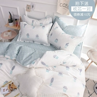 Ins xương rồng Bắc Âu gió đơn giản cotton đôi 4 bốn bộ giường cotton ký túc xá sinh viên ba mảnh bộ chăn ga gối đệm