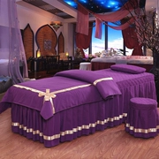 Hoa Âu bốn mảnh màu tím đẹp giường đơn mảnh 1 mét ba lớn màu đỏ tùy chỉnh thiết lập giường 1,5 m
